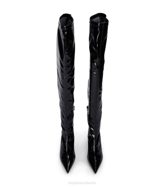 Stiefel mit Absatz| de Tony Bianco Frauen Doja lange Stiefel schwarzes Stretch-Lack 4624571
